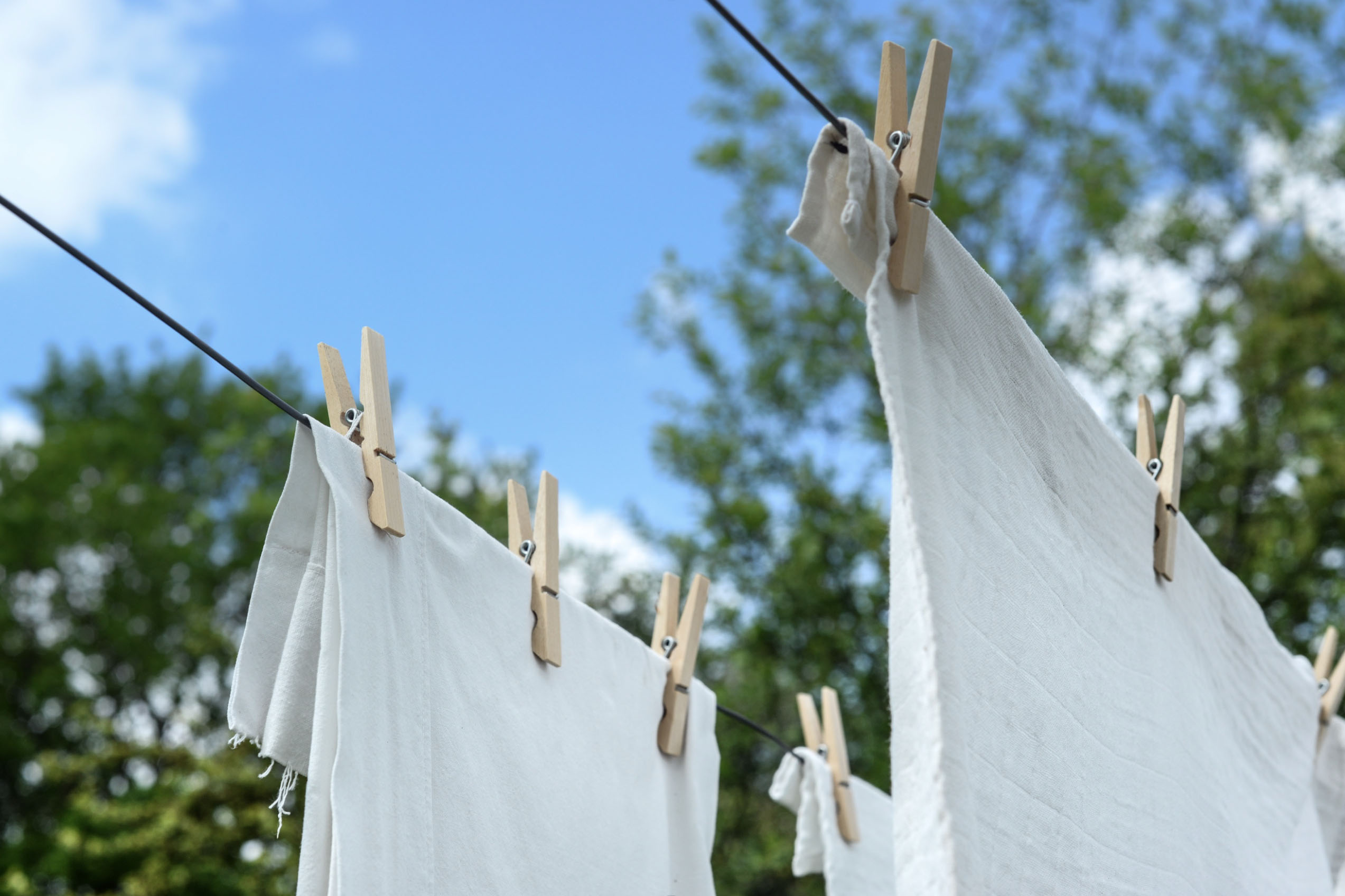 sheets hanging on a clothesline