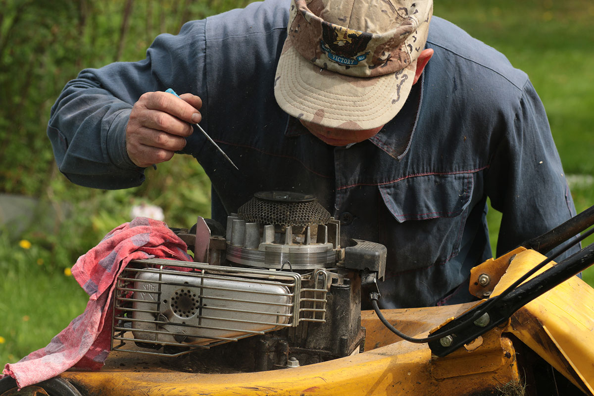 taking a lawn mower apart