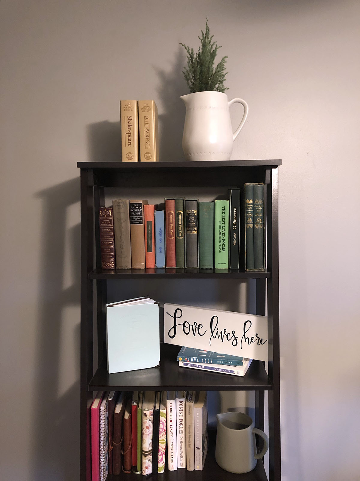 decorated bookcase