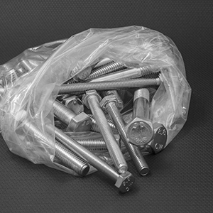 nuts and bolts in a plastic bag