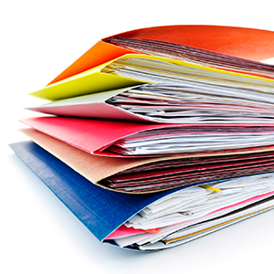 stack of colorful file folders