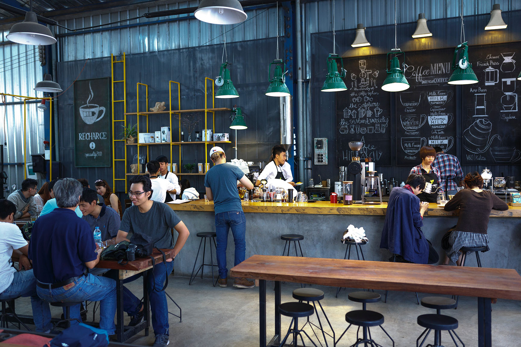 modern coffee shop with an industrial design