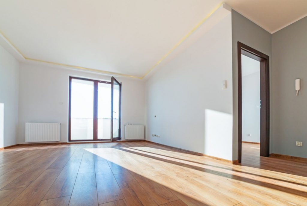 apartment living room with wood floors