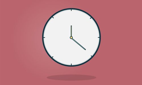 illustration of a clock with a magenta background
