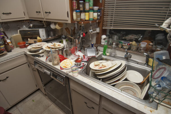 extremely messy kitchen counters