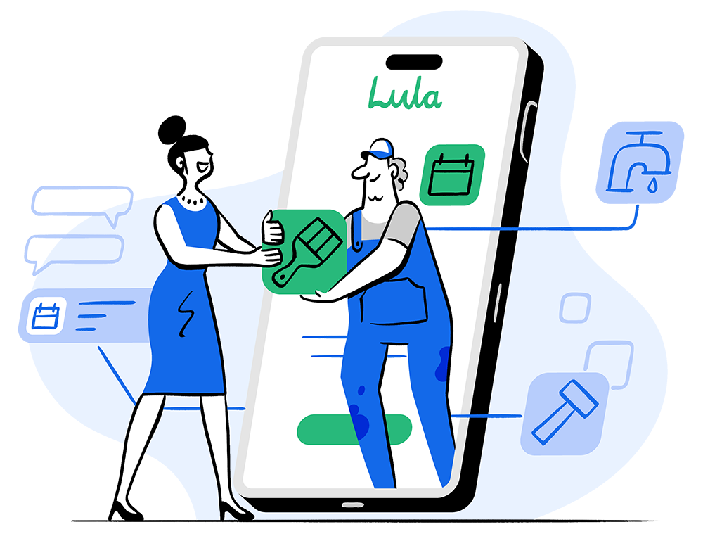 property manager handing a lula pro a work order through the lula pros app