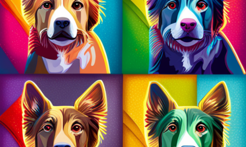 colorful montage of happy dogs