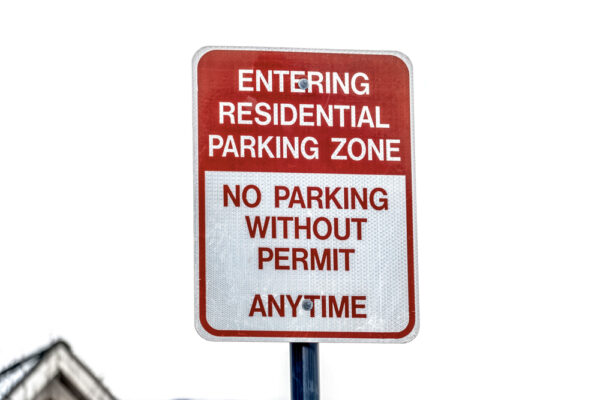 residential parking zone sign