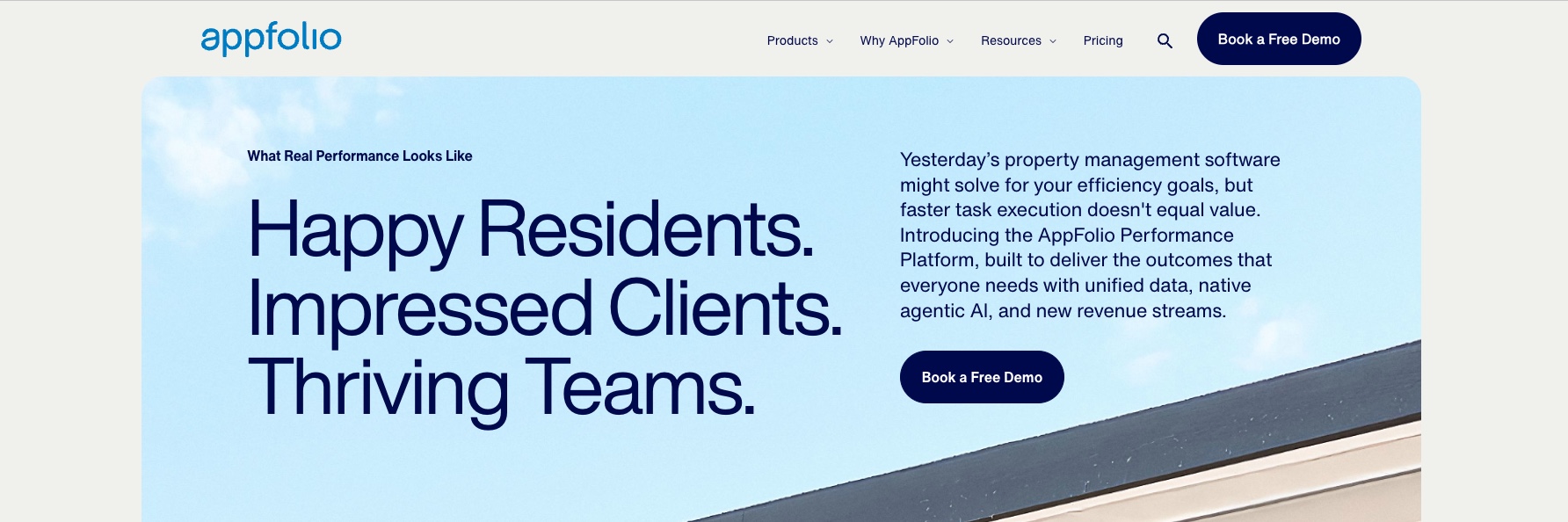 A screenshot of AppFolios home page for a comparison article