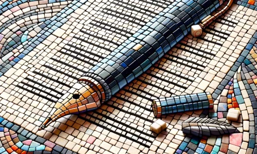 mosaic image of a pen resting on a piece of paper