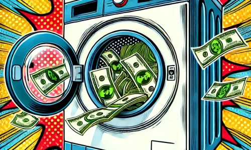 illustrated washing machine with cash flowing from the tub