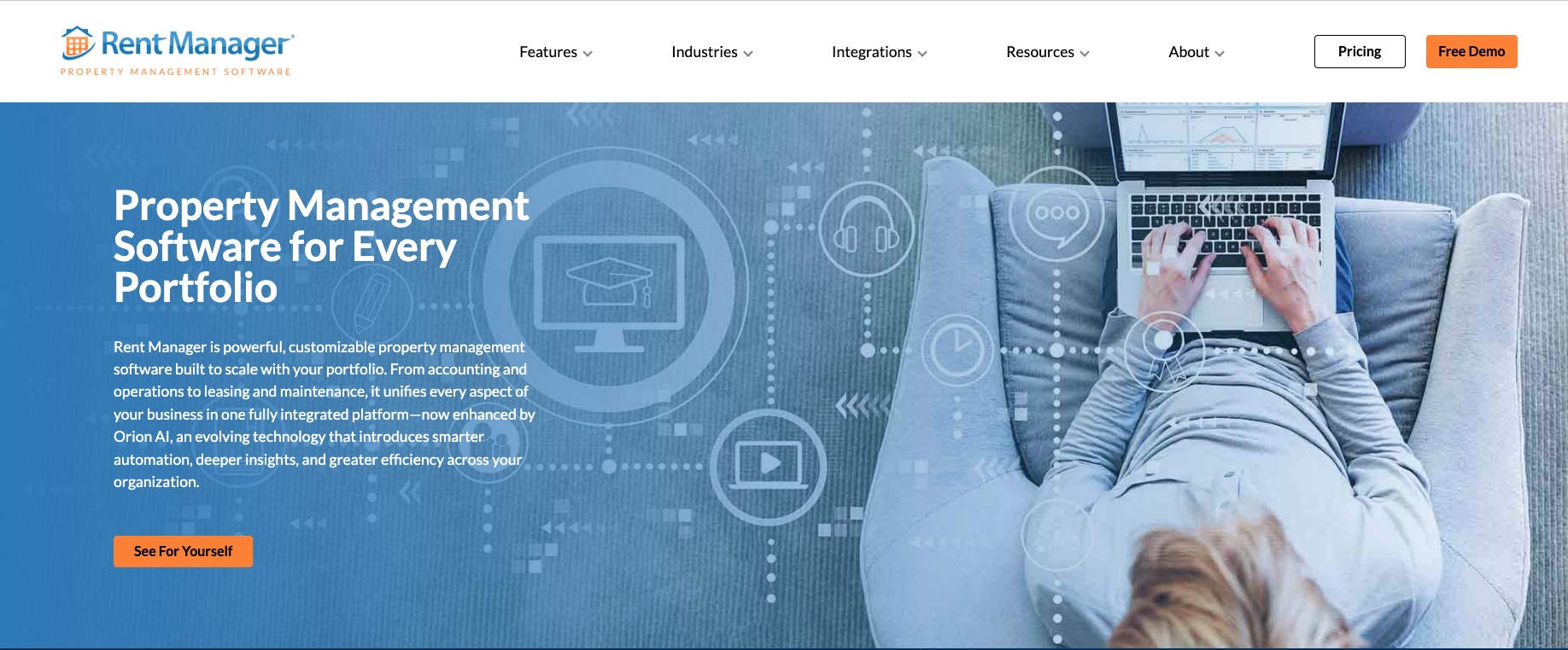 A screenshot of Rent Managers Homepage