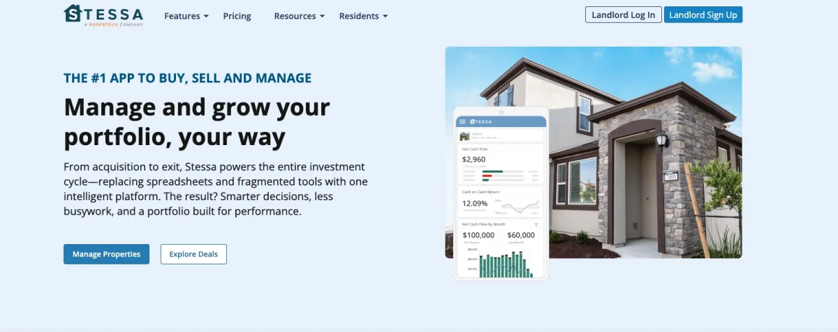 A screenshot of Stessa's home page for a comparison article