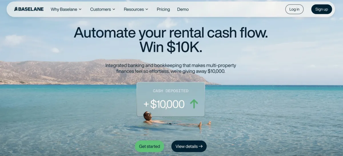 A screenshot of Baselane's home page for a comparison article