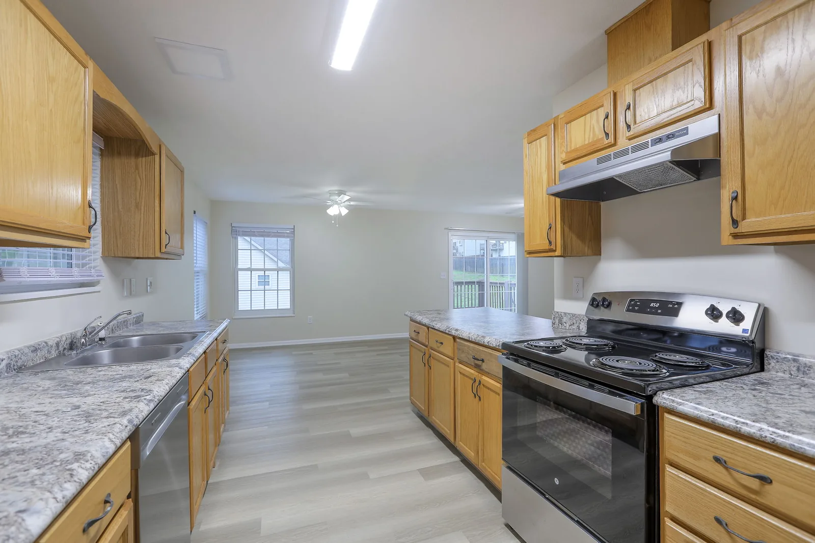Renovated rental kitchen with new appliances